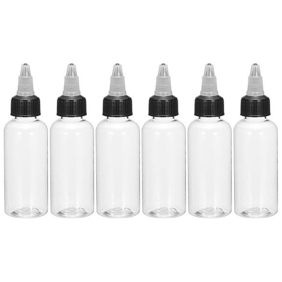 Uxcell 6Pcs 2oz/60ml Squeeze Bottles, Clear Dispensing Bottles with Twist Cap Lids, Plastic