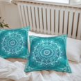 thumbnail image 6 of Throw Pillow Covers 24x24 Inch Set of 2, Turquoise Boho Waterproof Outdoor Pillow Covers, Abstract Art Floral Ethnic Tribal Decorative Cushion Pillowcases for Couch, Sofa, Bed, Garden, Patio, 6 of 9
