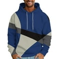 thumbnail image 2 of VBTAPA Mens Oversized Drop Shoulder Hoodie 2024 Trendy Geometric Print Hooded Sweatshirt Lightweight Drawstring Pullover Hoodies Loose Casual Sweatshirts with Pocket Deal of The Day Blue L, 2 of 5