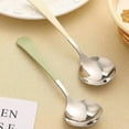 thumbnail image 2 of Stainless Steel Spoon,Long handle Great Circle Soup Spoons Korean Long Handled Soup Spoon,Stainless Steel Round handle Bar Macaroon Spoons Set of 4, 2 of 5