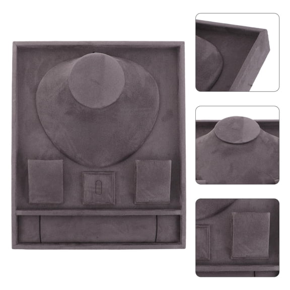 IMIKEYA Grey Jewelry Tray Organizer with Soft Lint Base for Secure Necklace Storage and Elegant Home Display