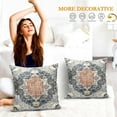 thumbnail image 2 of Boho Style with Floral Pillow Cover Bohemian Gray Orange Decorative Pillow Cases Linen Square Cushion Cover for Home Bedroom Livingroom Sofa Couch 18x18 Inch (Set of 2), 2 of 6