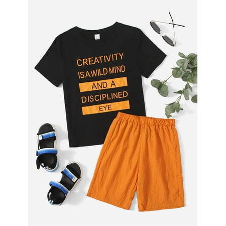 

Short Sleeve Boys Slogan Graphic Tees T Shirt Shorts S221904X Multicolor 9Y(53IN)