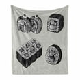 thumbnail image 1 of Charcoal Grey Soft Flannel Fleece Blanket, Hand Drawn Inspired Sushi Japanese Food Items California Roll Maki, Cozy Plush for Indoor and Outdoor Use, 70" x 90", White and Pale Taupe, by Ambesonne, 1 of 6
