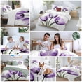 thumbnail image 5 of Purple Tulip Duvet Cover Set Full Size, Transparent Flower 4 Piece Soft Microfiber Bedding Set with 1 Duvet Cover, 1 Flat Sheet, 2 Pillowcases, 5 of 9