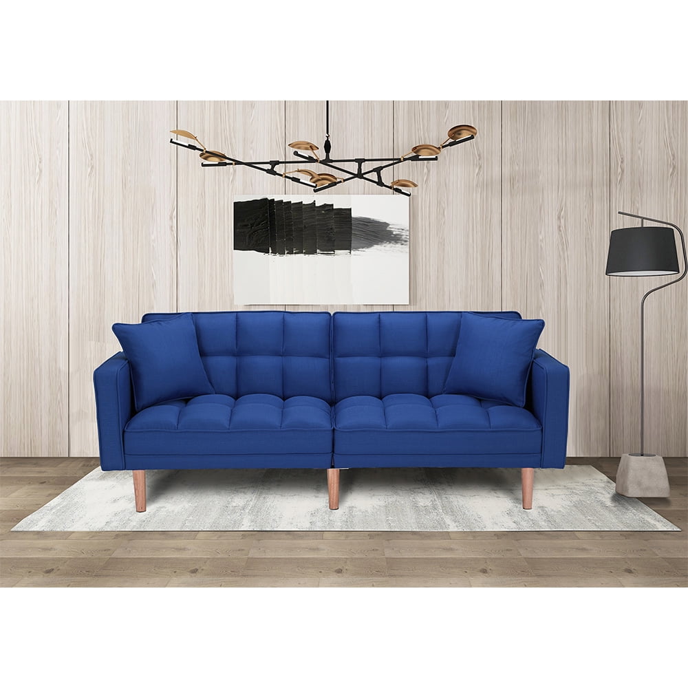 Lowestbest Modern Futon Sofa, Loveseat Sleeper Sofa With 2 Pillows for Living Room Bedroom, Blue Lowestbest Modern Futon Sofa, Loveseat Sleeper Sofa With 2 Pillows for Living Room Bedroom, Blue