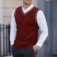 thumbnail image 6 of YMNXA Mens Sweaters Vest Sleeveless V Neck Solid Color Knitted Comfortable Slim Fit Top For Casual Daily Wear Red M, 6 of 8