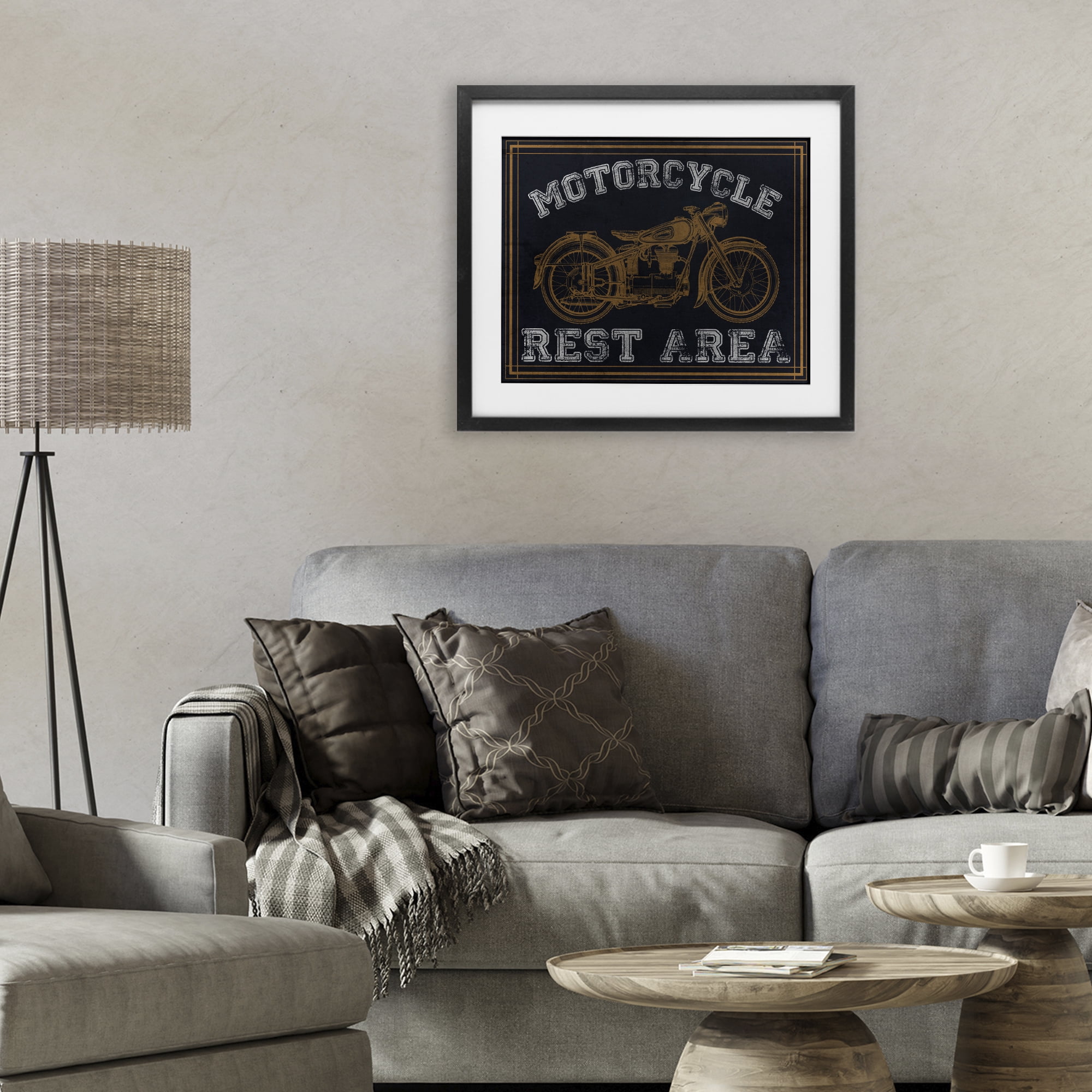 Stupell Industries Motorcycle Rest Area Black Framed Print Under Glass, design by Marcus Prime