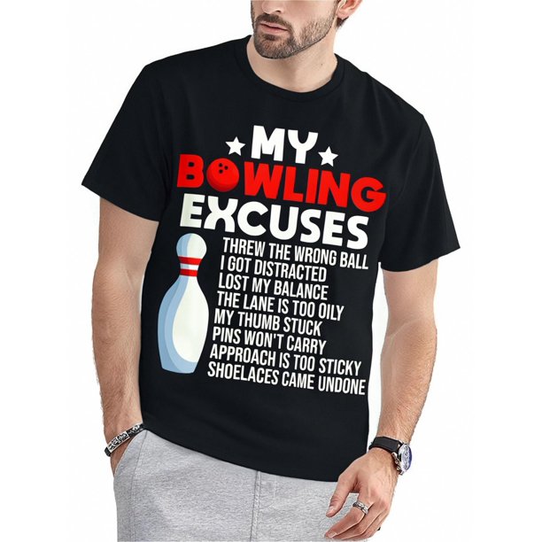 Ropa de exterior para hombre, materiales de calidad, camiseta divertida con excusa para jugar a los bolos, cómoda y transpirable. Para adultos, hombres, mujeres, adolescentes, jóvenes.