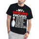 thumbnail image 1 of Ropa de exterior para hombre, materiales de calidad, camiseta divertida con excusa para jugar a los bolos, cómoda y transpirable. Para adultos, hombres, mujeres, adolescentes, jóvenes., 1 of 6
