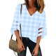 thumbnail image 1 of Fiudx Tops para Mujer Blusa con Estampado de Cuello En V para Mujer Blusa con Panel de Malla y Manga Suelta, 1 of 7
