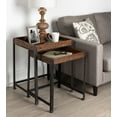 thumbnail image 5 of Kate and Laurel - Marsh 2-Piece Rustic-Modern Side Accent End Tables with Pieced Quilted Star Pattern Designed Wooden Tray Top and Distressed Black Metal Base, 5 of 5