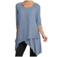 thumbnail image 1 of AherBiu Hauts pour Femmes Manches Longues Col Rond Irrégulièrement Tee Tops Automne Coupe Ample Chemises Longues Décontractées, 1 of 1