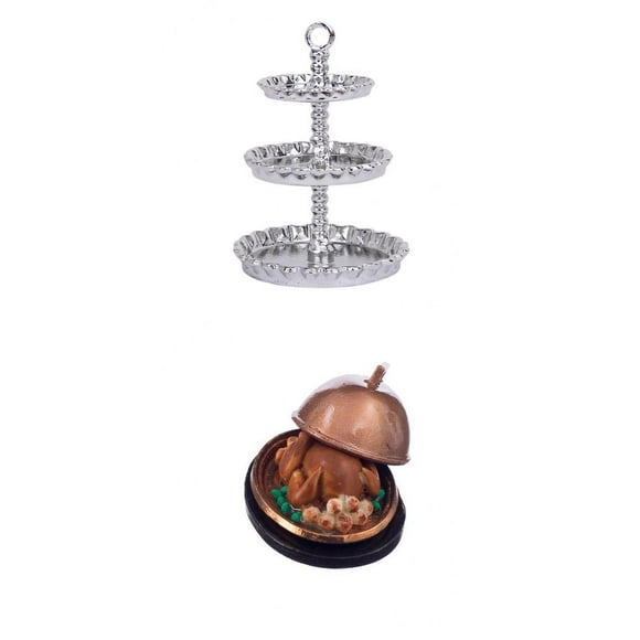 Accesorios de Muebles CUTICAT Estante Para Refrigerios Plateado Y Pavo Muebles en Miniatura