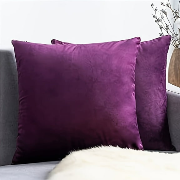Lotechicw 2pcs Velvet Soft Solid Decorative Square Cushion Cover 18*18 Inch