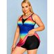 thumbnail image 3 of Talla grande del arco iris Color de la cintura del imperio Tankini Tankini Rosegal  Camisetas sin mangas de talla grande, 3 of 5