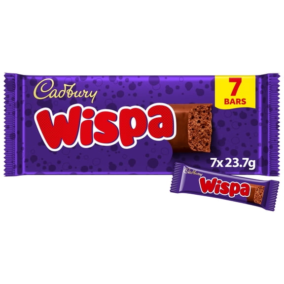 Cadbury Wispa Chocolate Bar Multipack 7 Pack 7 x 23.7g, Imported from Britain