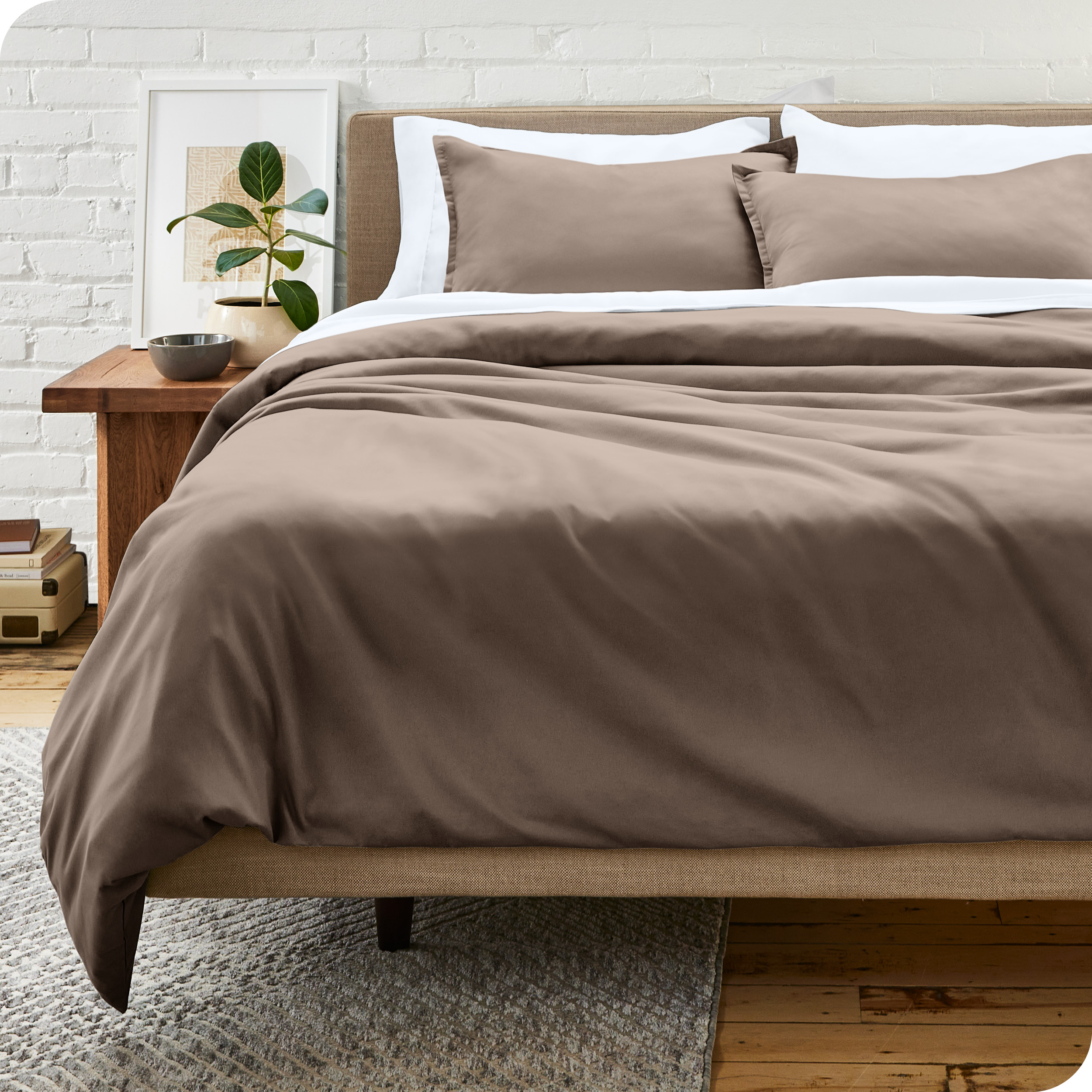 Bare Home Microfiber Duvet Cover & Sham Set, King, Taupe, 3-Pieces
