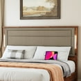 thumbnail image 5 of King Size Bed Frame with Dark Gray Linen Upholstered Headboard,King Bed Frame with Charging Station and LED Lights,Bed Frame with Wooden Slats,No Box Spring Needed, 5 of 9