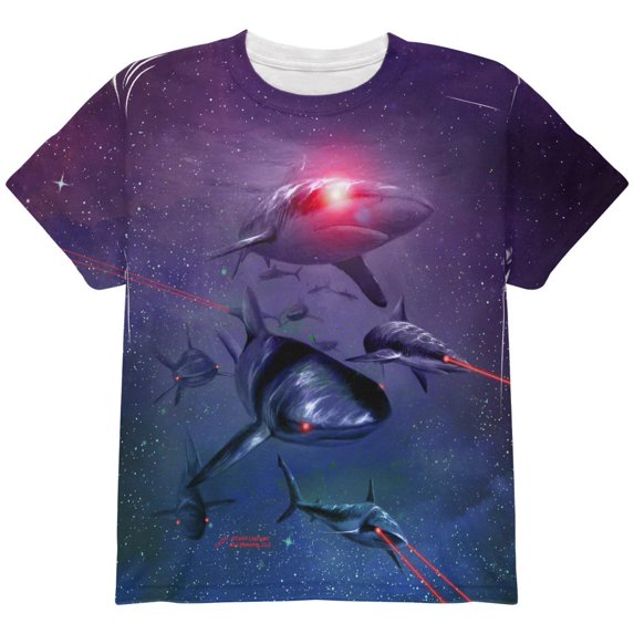 Laser Sharks In Space Galaxy All Over Youth T Shirt