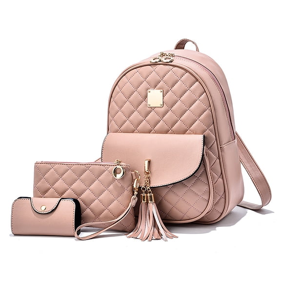 ZUTOYBOKA Women Fashion Zipper Backpack Travel Backpack with Wrist Bag, Wallet Set 3-Piece Set