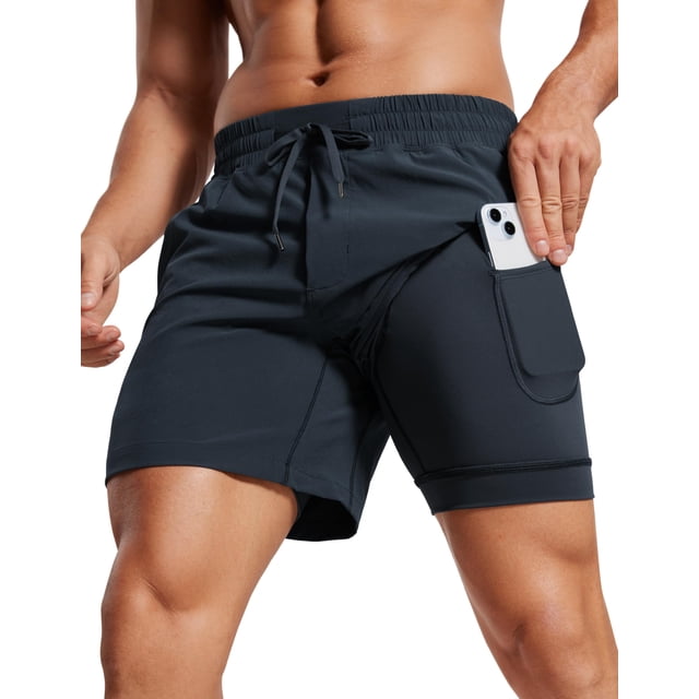 Shorts para Hombre CRZ YOGA 2 en 1 Secado Rápido 5" Forro Azul Marino