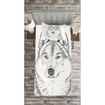 thumbnail image 3 of Ambesonne Black White Quilted Bedspread Set 2 Pcs, Woods Animal Wolf, Twin Size, Black and White, 3 of 3