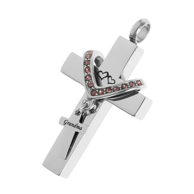 Jesús Cruz Pequeño grande doble crucifijo cineraria cineraria cineraria Charms Memorial Ash Holder abuela
