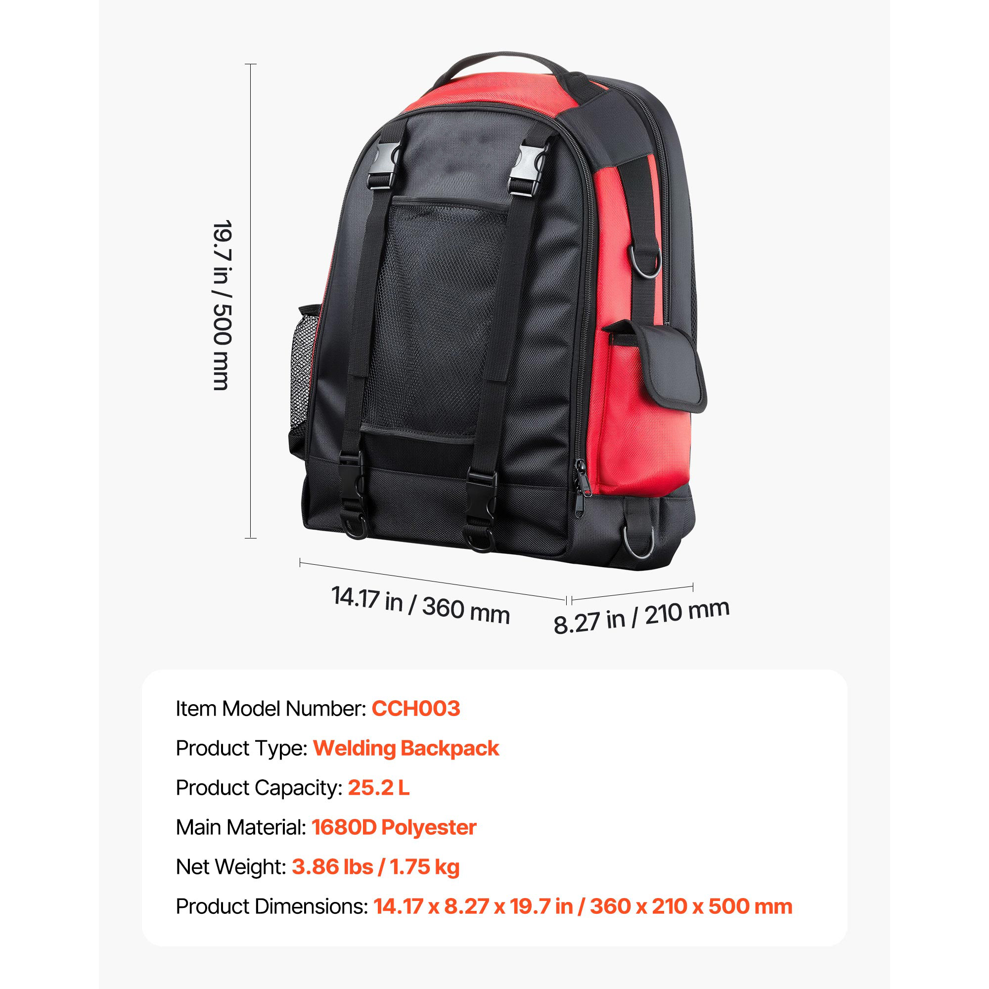 KFFKFF Welding Backpack, 25.2L Tool and Helmet Storage Bag, Durable 1680D Polyester Gear Pack with Helmet Compartment, Versatile Storage Solution for Welding, Camping, and Hiking