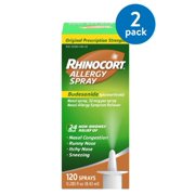 (2 pack) (2 Pack) Rhinocort 24 Hour Allergy Relief Budesonide Nasal Spray, 120 Sprays