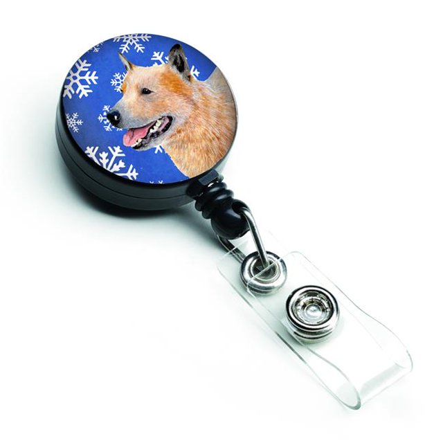 Australian Cattle Dog Winter Snowflakes Holiday Retractable Badge Reel