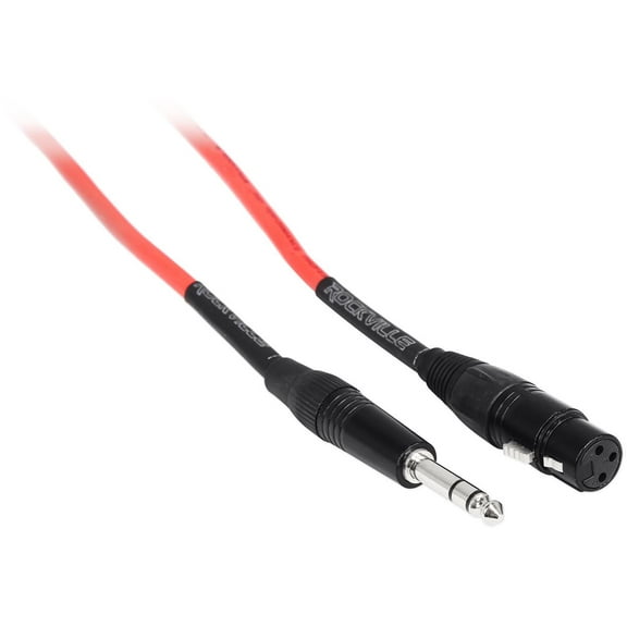 Rockville RCXFB25R 25' Female XLR to 1/4'' TRS Cable Red, 100% Copper