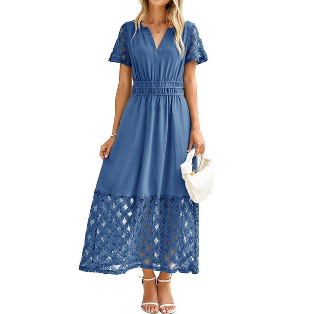 Vestido largo Simplee Apparel Summer Boho Blue para mujer