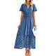 thumbnail image 1 of Vestido largo sencillo para mujer, estilo bohemio de verano, con bolsillos, color azul, talla L, 1 of 7
