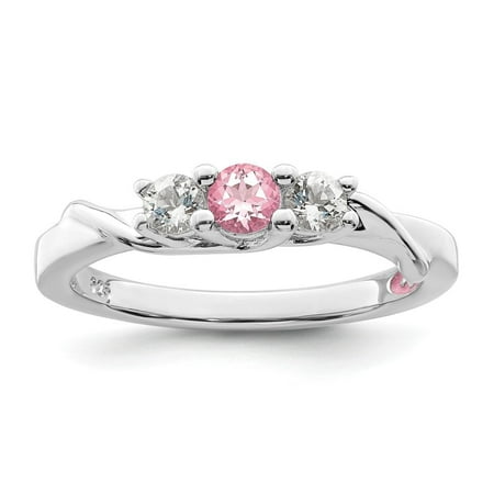 Auriga Fine Jewelry 10K White Gold Rhodium-plated White and Pink Topaz Joanna Ring for Women Size 7
