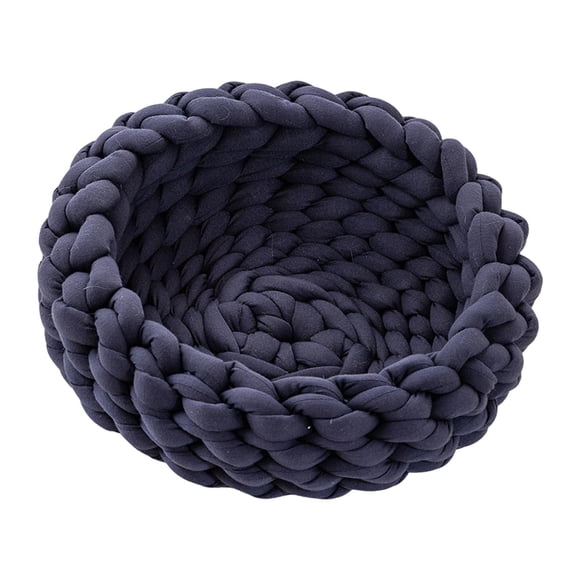 Cama nido para gatos tejida a mano, rascador portátil redondo Flexible, resistente, cálido, antideslizante Azul oscuro