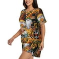 thumbnail image 2 of Fuzoiu Welcom Fall Print Women's Short-Sleeved Pajama Set,Lounge Sleepwear Set,Womens Pajama Sets 2 Piece,Button-Up Top and Shorts with Pockets-Small, 2 of 7
