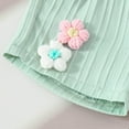 thumbnail image 4 of CZHQWE 2T Girl Clothes Girls Clothes Toddler Baby Girl Outfits Floral Summer Clothes Spring Waffle Short Sleeve Shirt Tops Cute Shorts Set Green 2-3 Years, 4 of 9