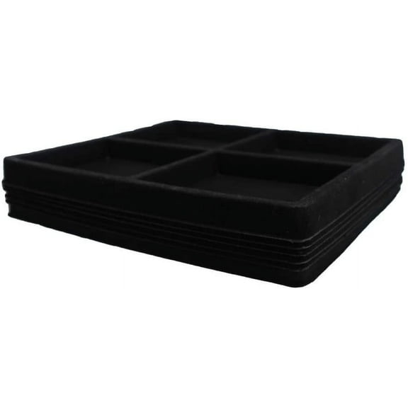 6 Qty Cowhide-Black 4 Slot Flocked Storage Tray Inserts - For Merchandise Jewelry & Organization - N'icePackaging