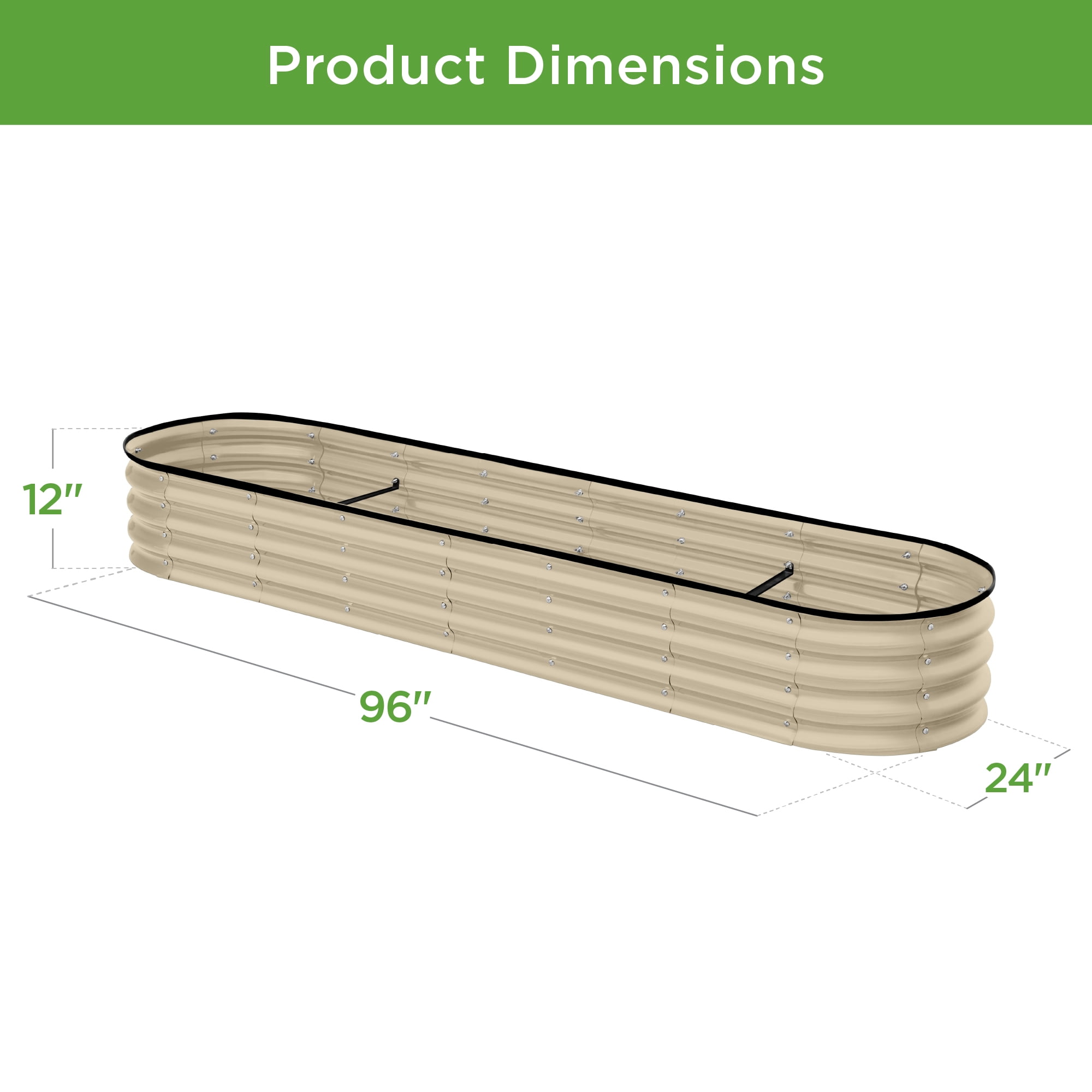 Best Choice Products 8x2x1ft Outdoor Metal Raised Oval Garden Bed, Planter Box for Vegetables, Flowers - Beige