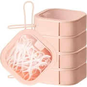 PANBEAR 4 pcs Portable Hair Accessory Organizer, Hair Accessory Organizer, Stackable Small Headbands, Travel qtips box, Hair Accessory Organizer for Girls (Pink)