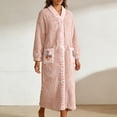 thumbnail image 2 of Plush Robe for Women Long Length Fleece Cozy Button Up Bathrobes Color Pink Size L, 2 of 4
