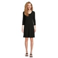 thumbnail image 2 of Time and Tru Women's Rib Knit Dress with 3/4-Length Sleeves, Sizes XS-XXXL, 2 of 5