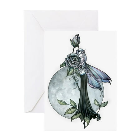 CafePress - Midnight Rose Fairy Fantasy Art By M - Greeting Card, Blank Inside Matte