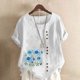 thumbnail image 3 of Túnica de Manga Corta Tops para las Mujeres Océano Pescado Impreso Blusa, Ropa Casual Ver Botón Arriba Camiseta, 3 of 4