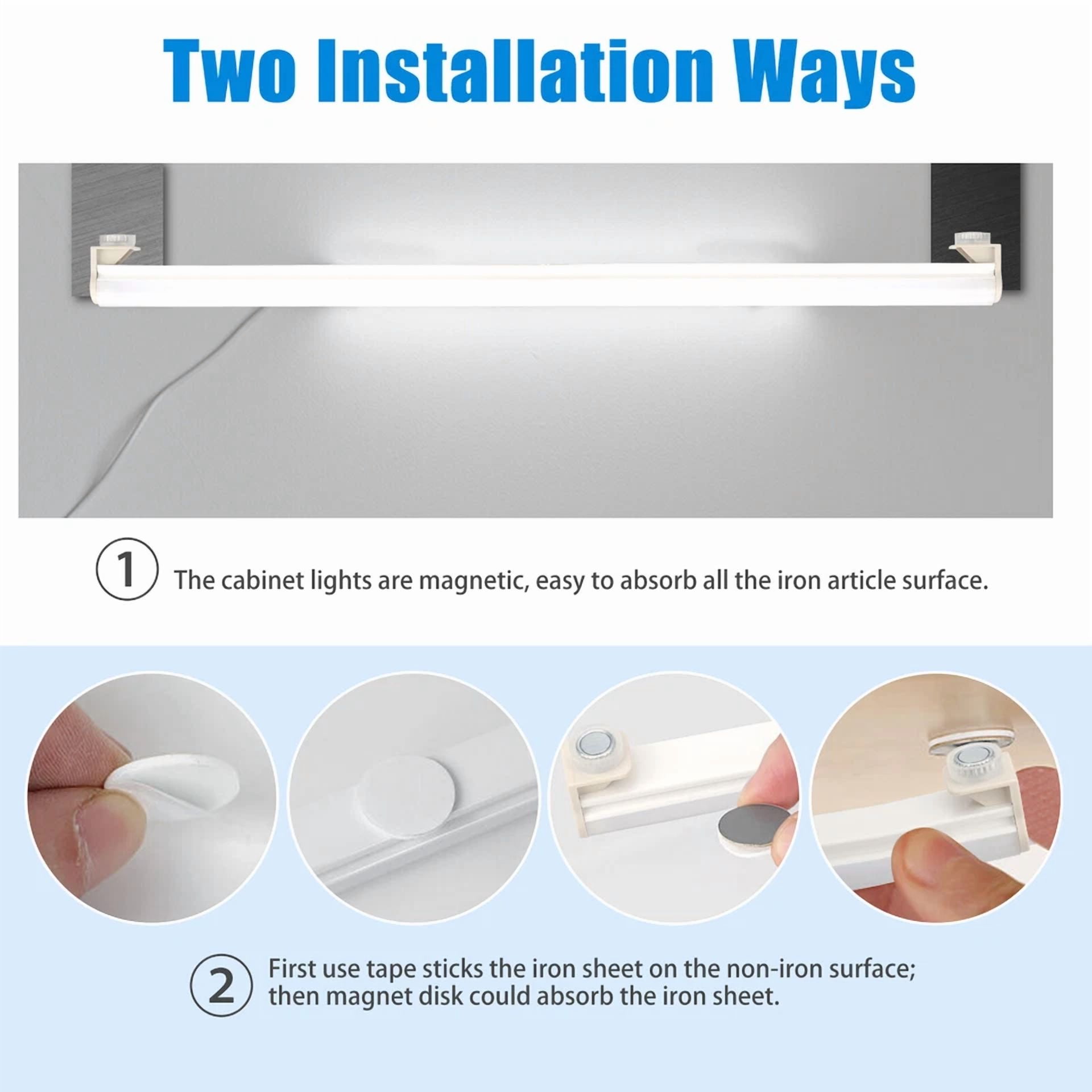 Zyler - 2X Led Kitchen Under Cabinet Closet Shelf Lighting Strip Bar Usb Light Lamp Kit