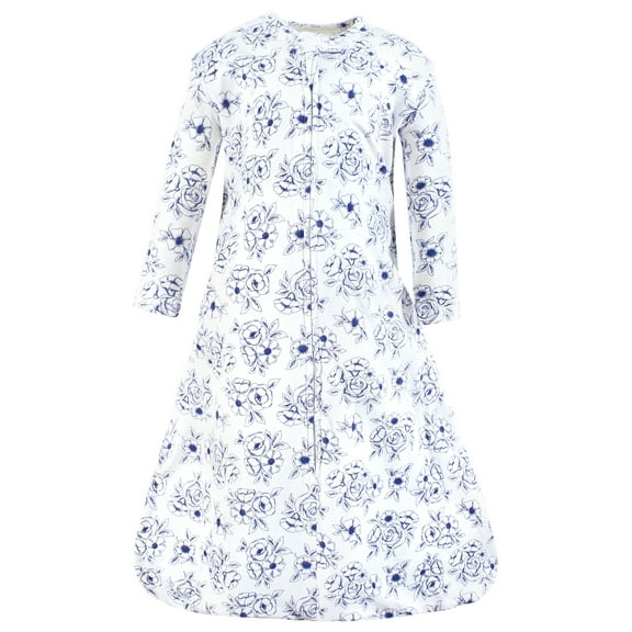 Hudson Baby Infant Girl Long Sleeve Cotton Jersey Sleeping Bag, Blue Toile, 0-6 Months