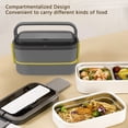 thumbnail image 3 of Double Layer Lunch Box, 1400ml Stainless Steel Bento Box Leakproof Lunch Box Divided Food Meal Storage Containers Microwave Safe Food Container Breakfast Box For Office Picnic, 3 of 8