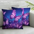 thumbnail image 3 of ARISTURING  Throw Pillow Covers  Square Cushion Cover Purple Cute Butterfly Print Modern Farmhouse Burlap Cushion Case Soft Pillowcase for Couch Bed Car Home Decoration, 3 of 5