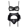 thumbnail image 1 of Ensemble de Lingerie Filet de Gaze Transparent à Volants et Jarretelles Transparentes, 1 of 5